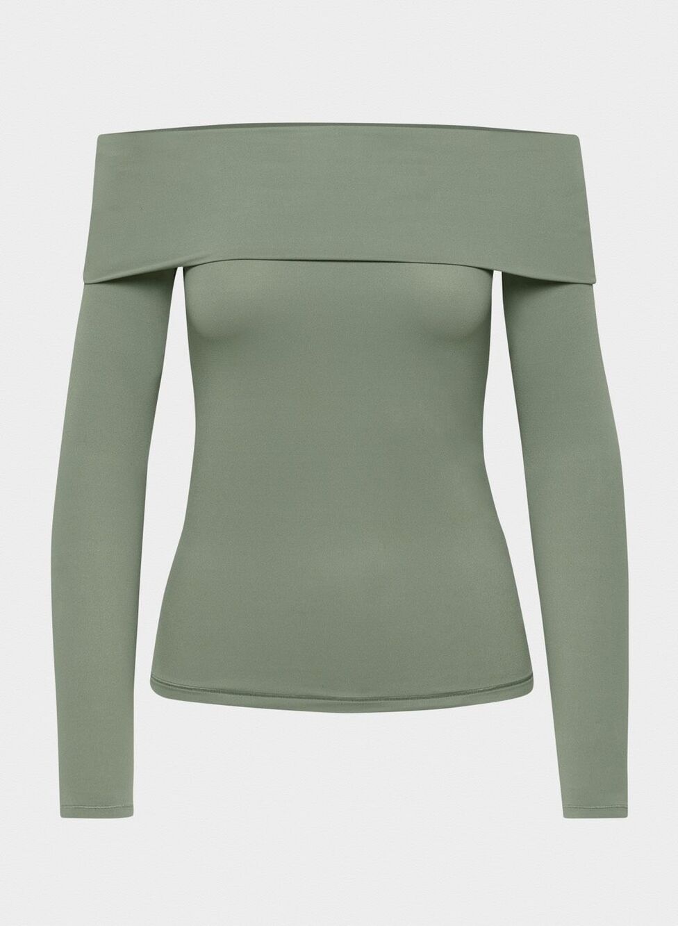 Aritzia Wilfred Carole Long Sleeve Off-the-shoulder Fitted Top sage S NEW